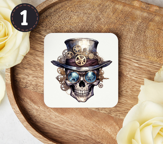 Steampunk Skulls - Uv Dtf Coaster Decals