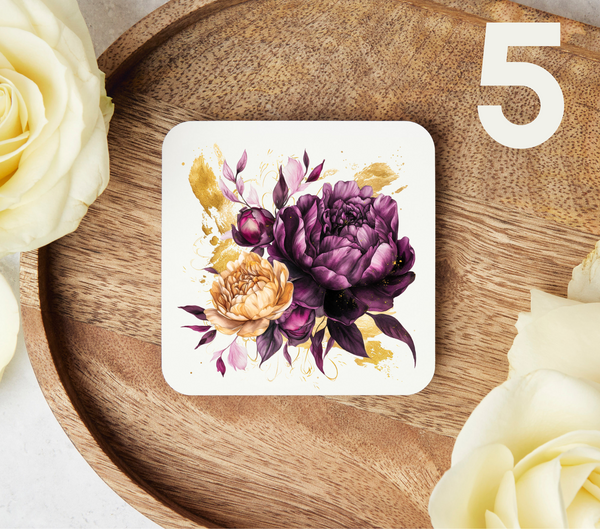 Purple Peonies - Uv Dtf Coaster Decals