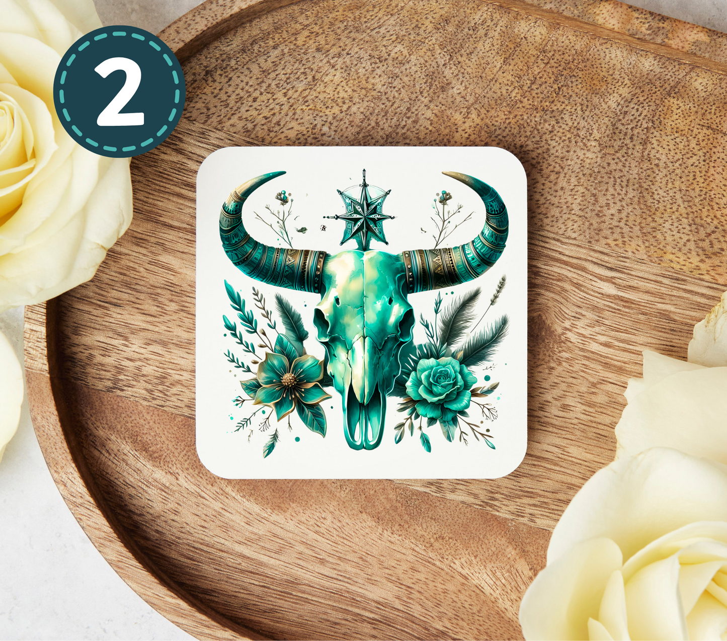 Turquoise Western - Uv Dtf Coaster Decals