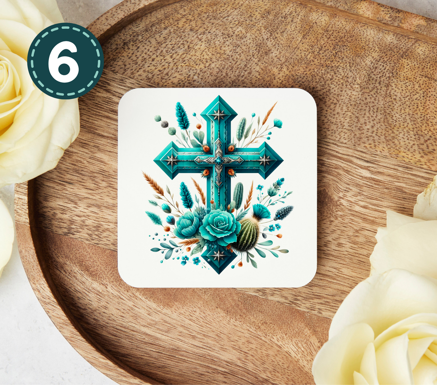 Turquoise Western - Uv Dtf Coaster Decals
