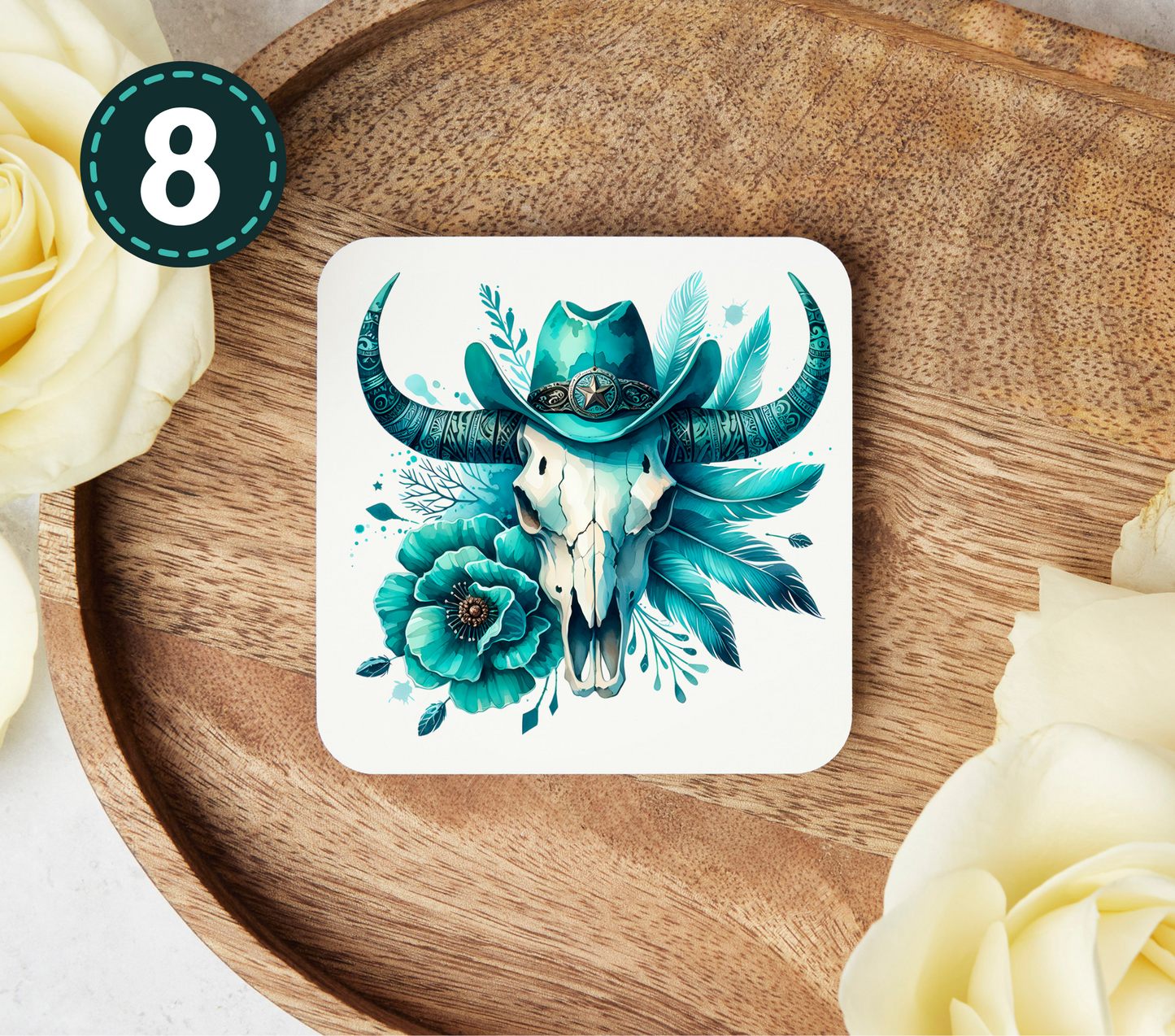 Turquoise Western - Uv Dtf Coaster Decals