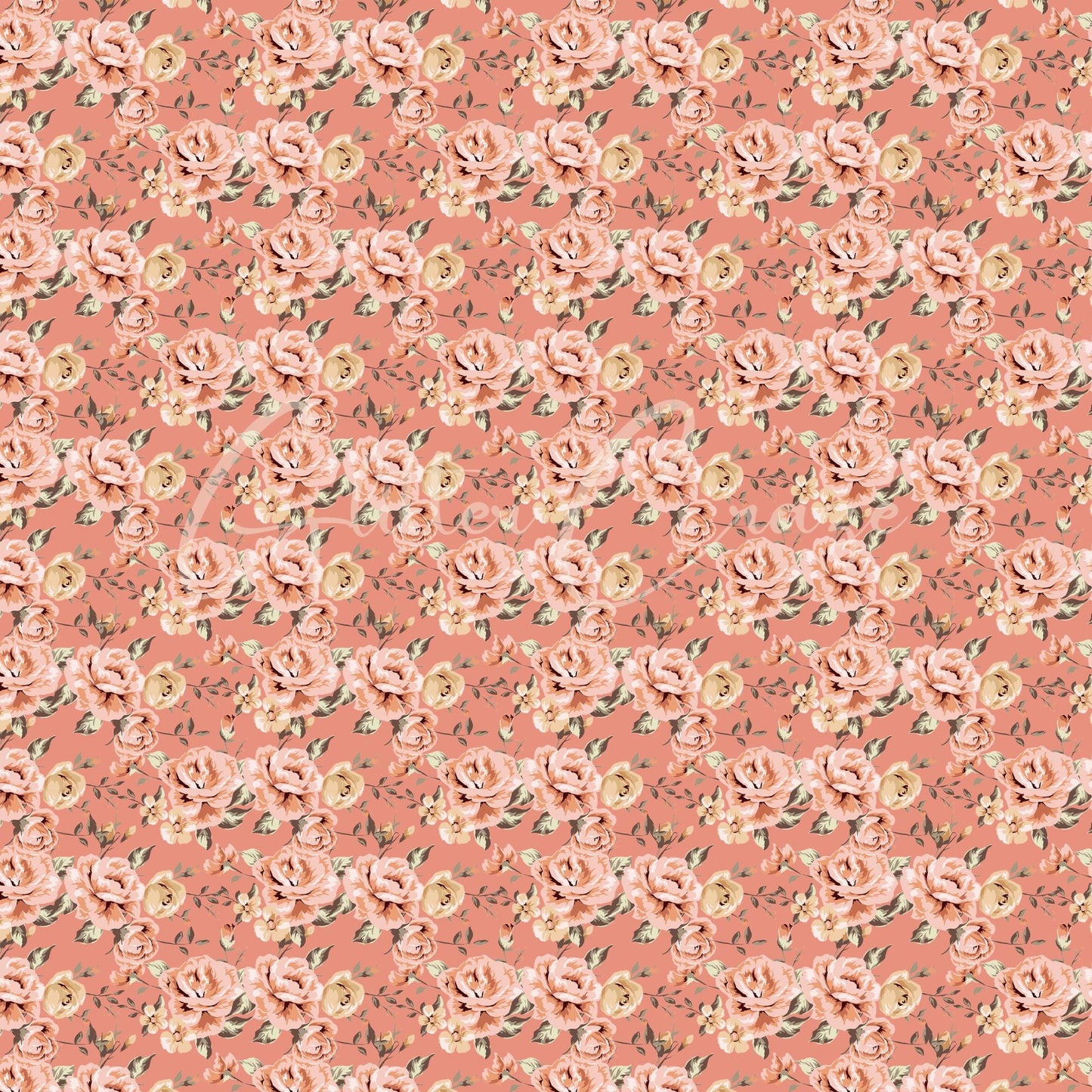 Vintage Peach Floral Collection - Adhesive Vinyl 12x12 Sheet - 12 Designs available