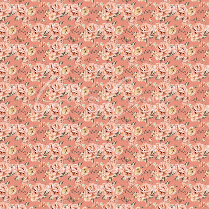 Vintage Peach Floral Collection - Adhesive Vinyl 12x12 Sheet - 12 Designs available