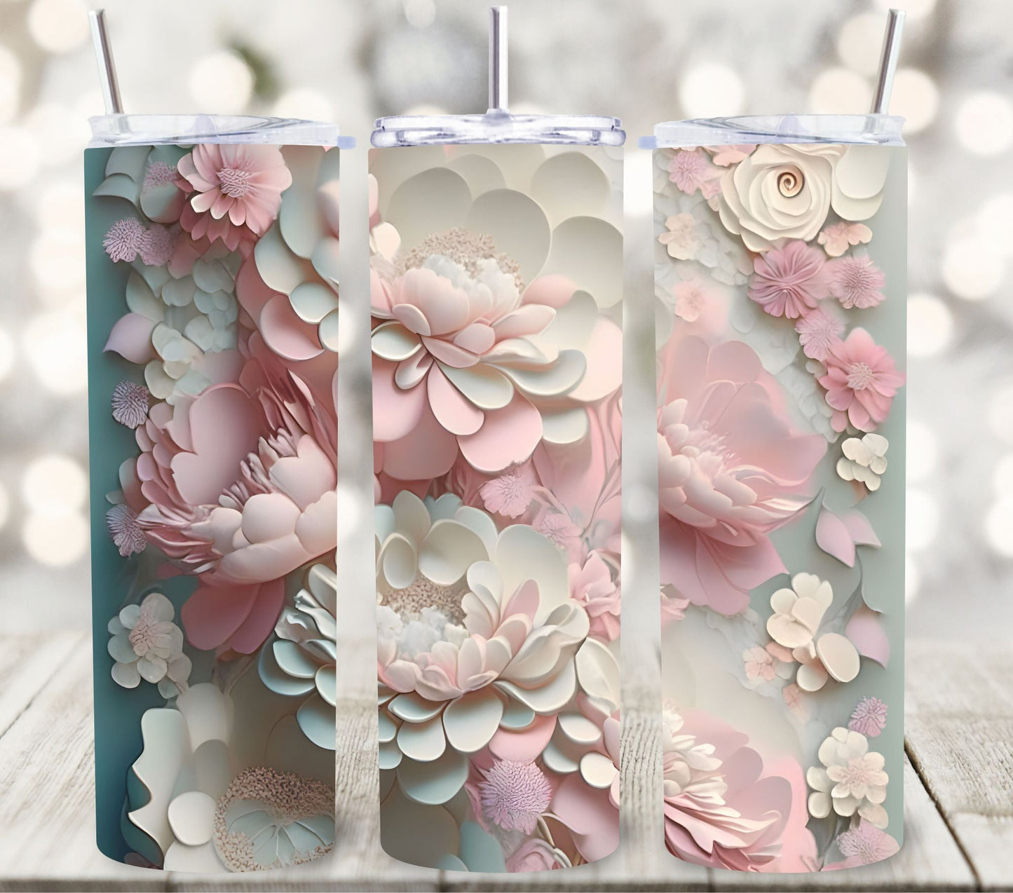 3D Flowers and roses vinyl tumbler wraps- 14 Desigs