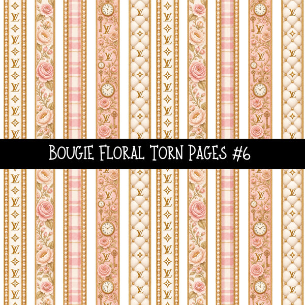 Bougie Floral Torn Pages UV DTF Decal sheets 6 Designs available