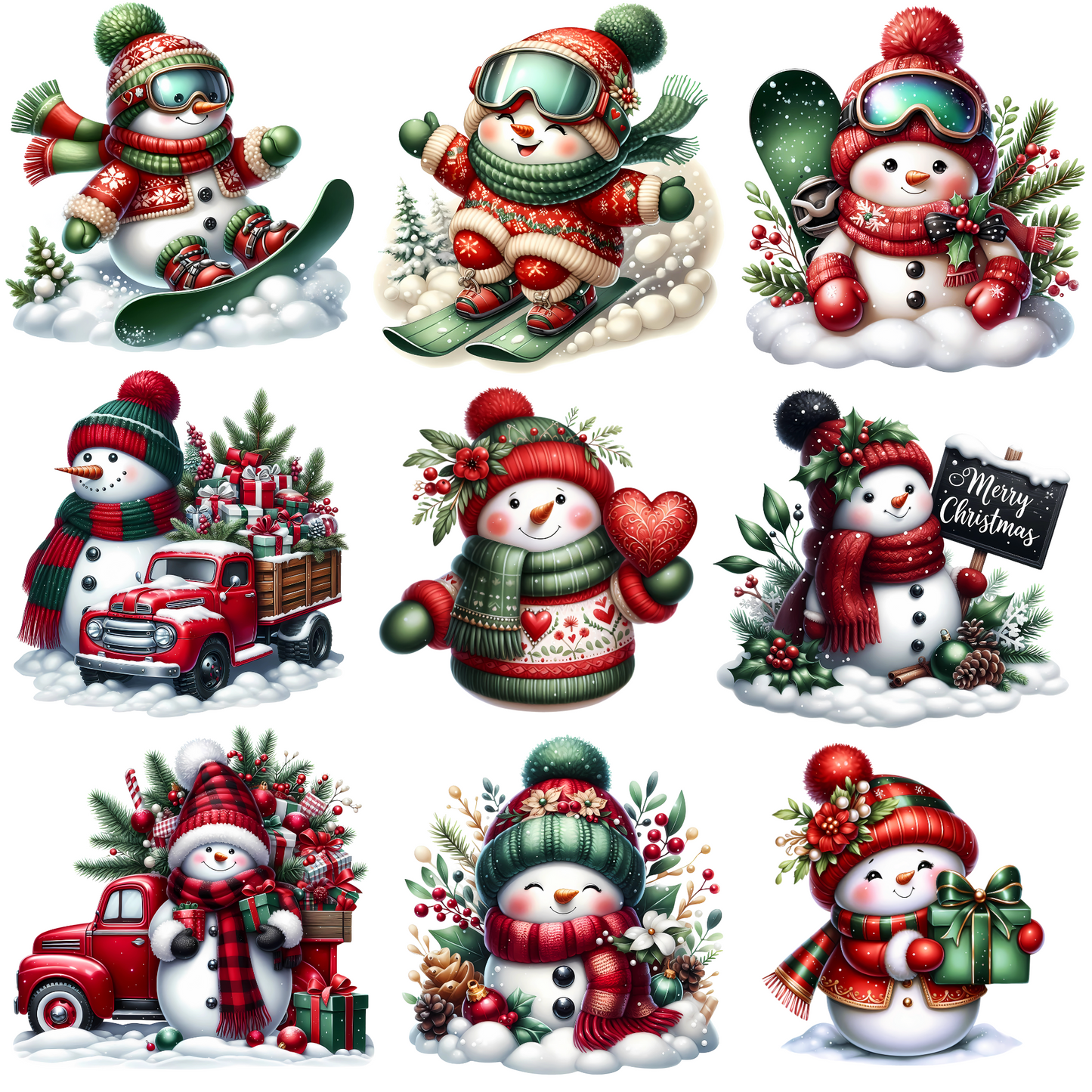 Festive Snowman - UV DTF Decal sheets- 3 variants