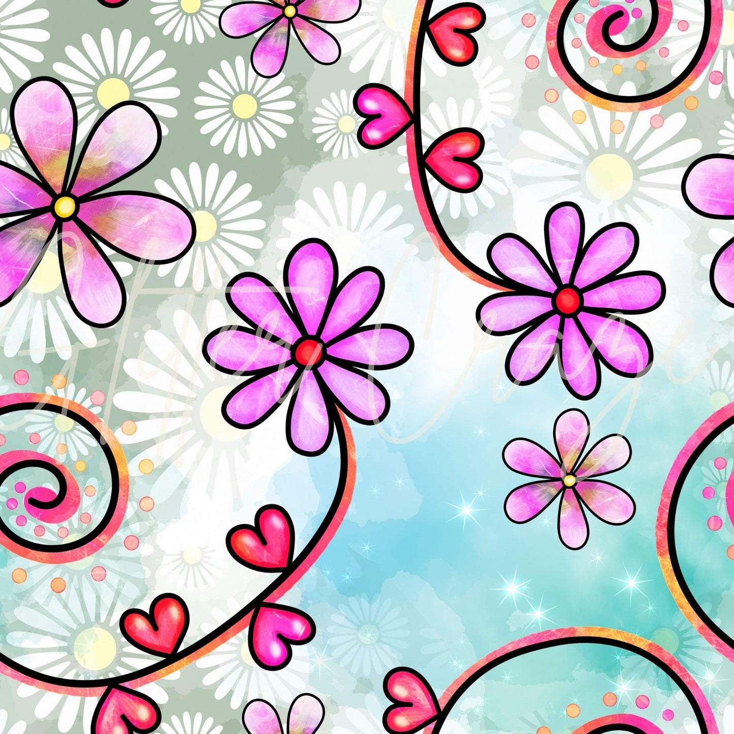 flower Power - Adhesive Vinyl 12x12 sheets - 12 designs to choose frrom