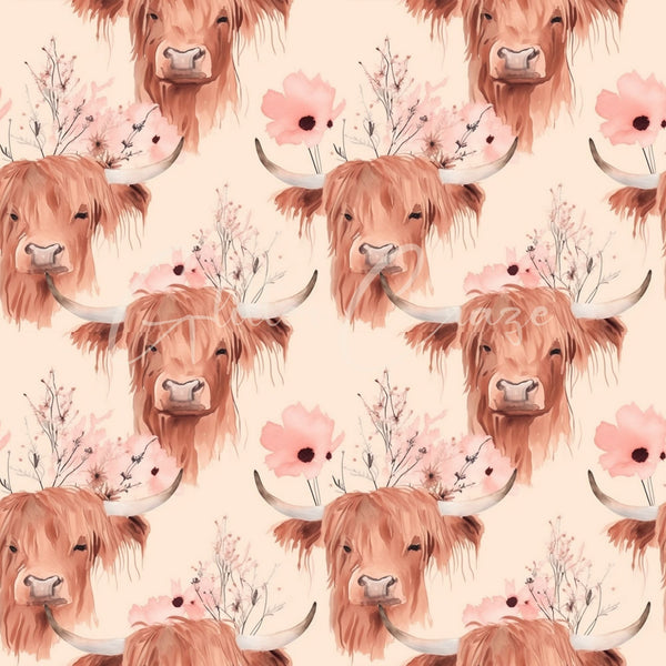 Highland Cow - Adhesive Vinyl 12x12 Sheets - 8  Designs
