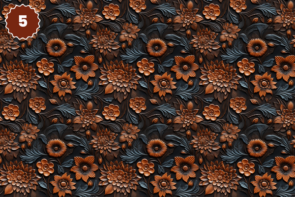Tooled Leather Collection - Adhesive Vinyl 12x12 Sheets - 20 Design Options