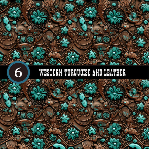 Western Turquoise and Leather Collection Vinyl collection- 12x12 vinyl sheets-20 designs available