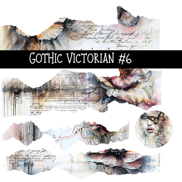 Gothic Victorian Torn Pages UV DTF Decal sheets 6 designs available