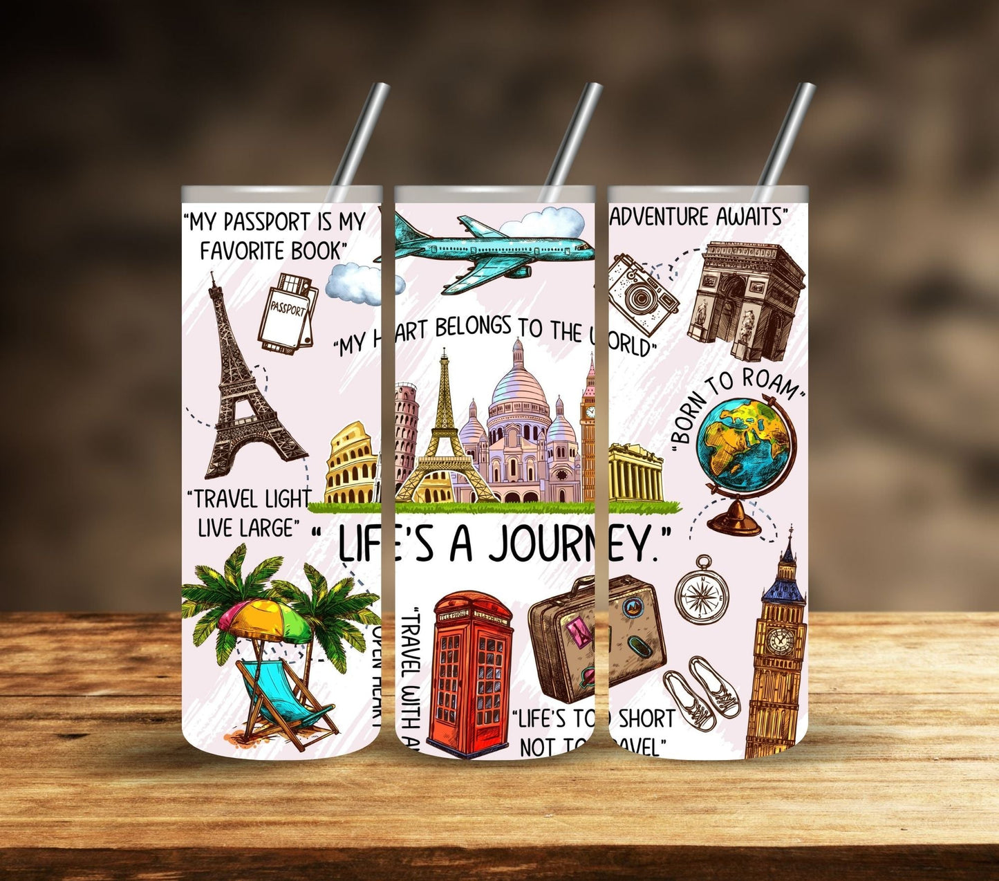 Travel - Adhesive Vinyl Wraps - 10 Design Options