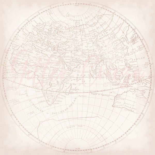 Vintage map - Adhesive Vinyl 12x12 Sheet - 12 Designs