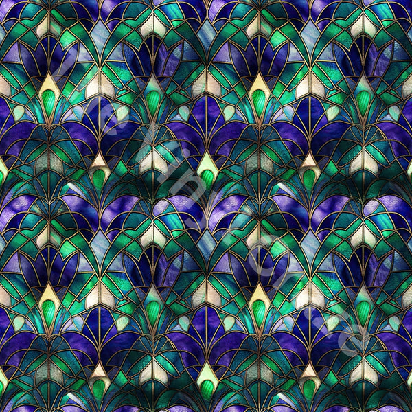 Stained Peacock - Adhesive Vinyl Wrap and 12x12 Sheets - 12 Design Options