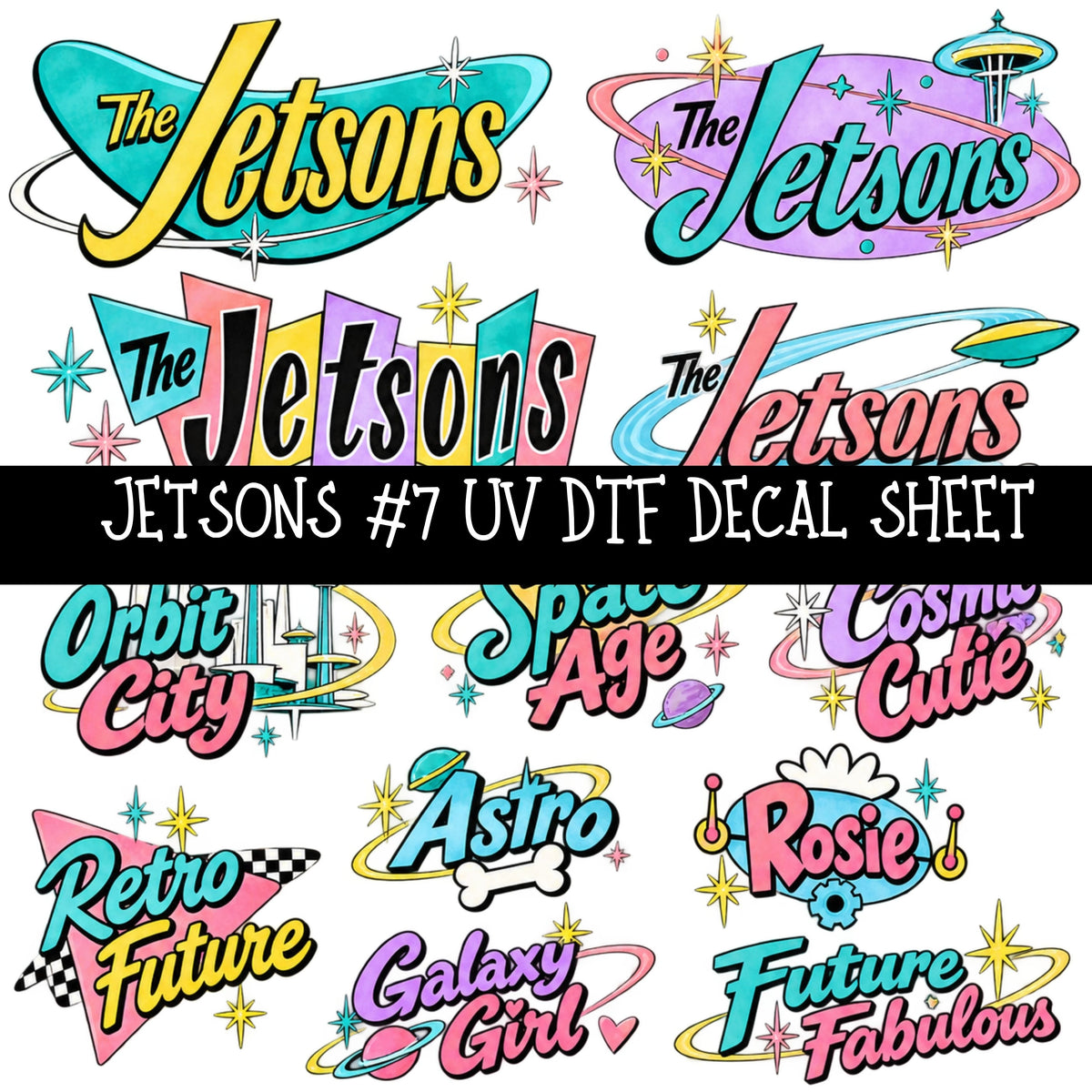 Jetsons UV DTF Decal sheets 11 Designs available