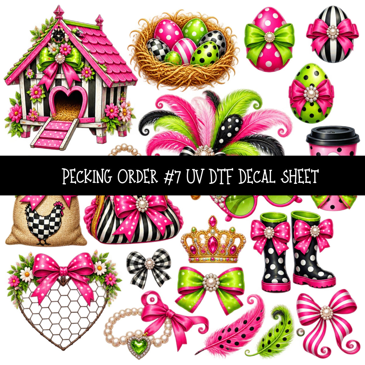 Pecking Order UV DTF Decal sheets 12 Designs available
