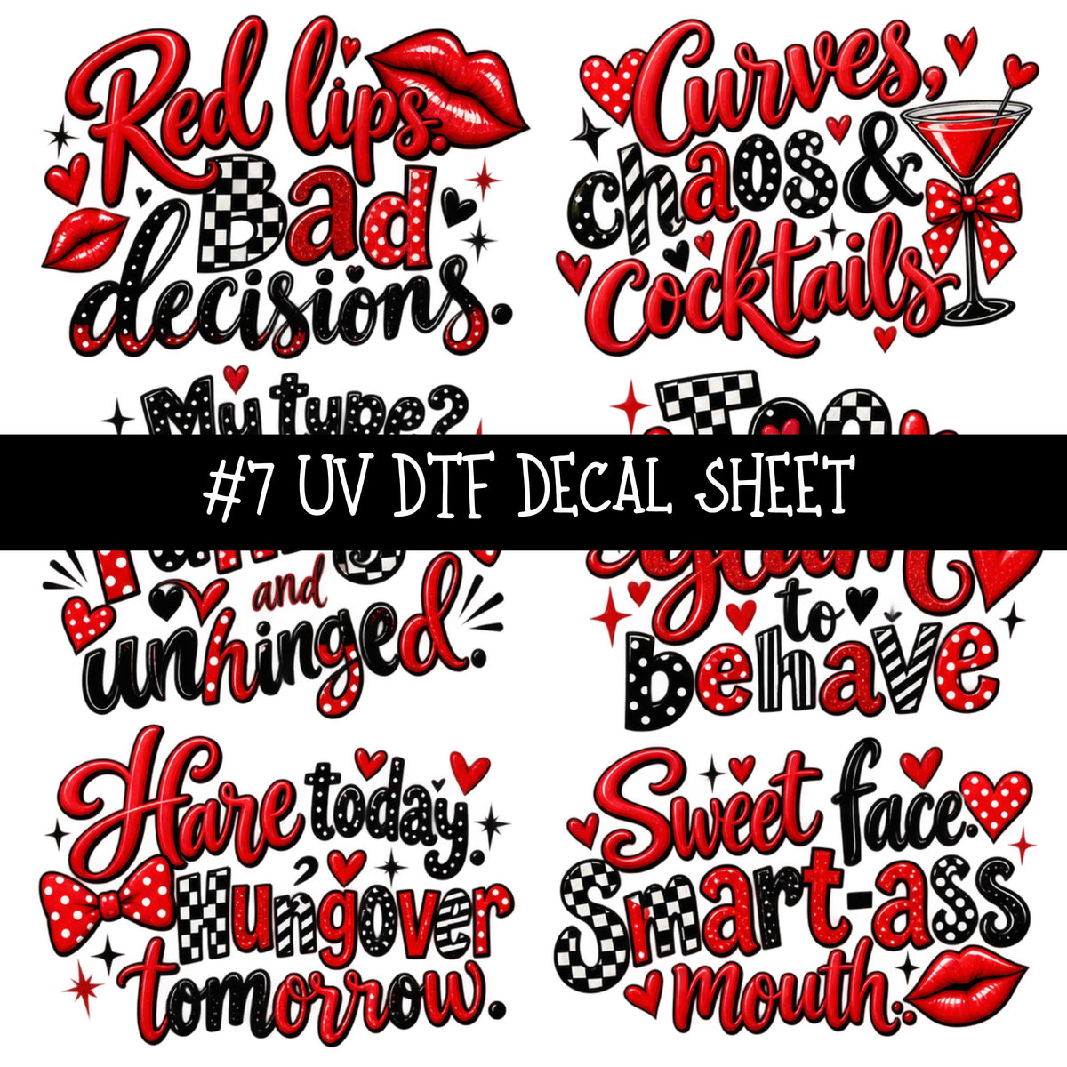 Jessica Rabbit UV DTF Decal sheets 13 Designs available