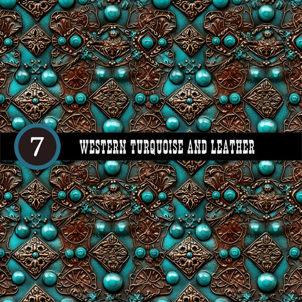Western Turquoise and Leather Collection Vinyl collection- 12x12 vinyl sheets-20 designs available
