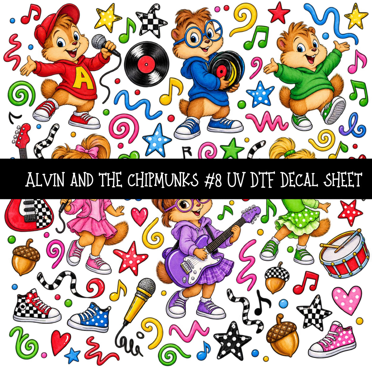 Alvin and the Chipmunks UV DTF Decal sheets 11 Designs available
