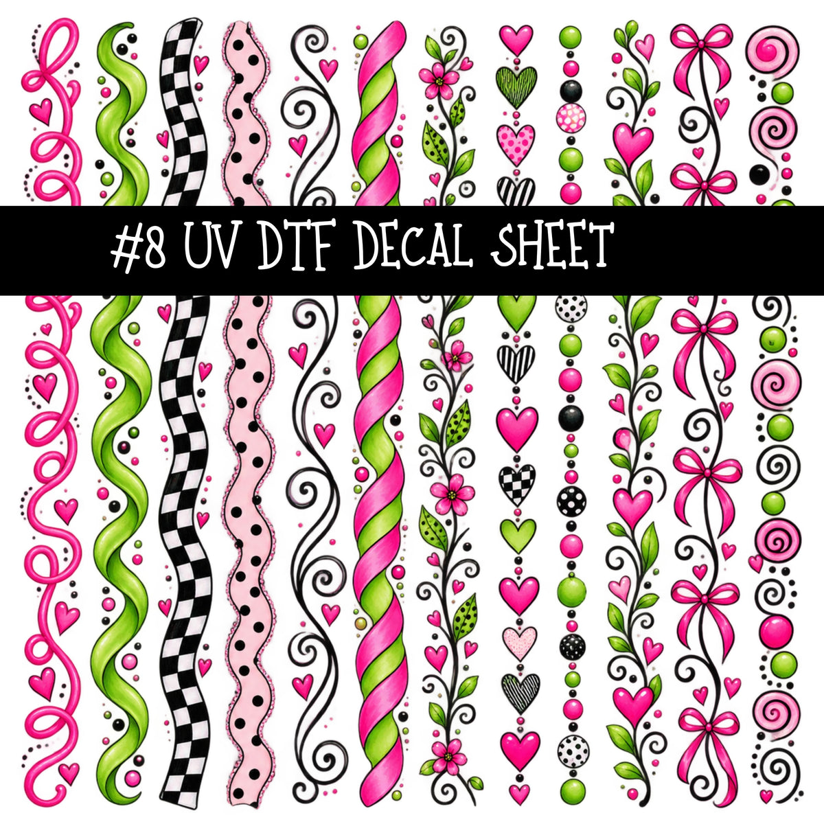 Flock Around UV DTF Decal sheets 11 Designs available