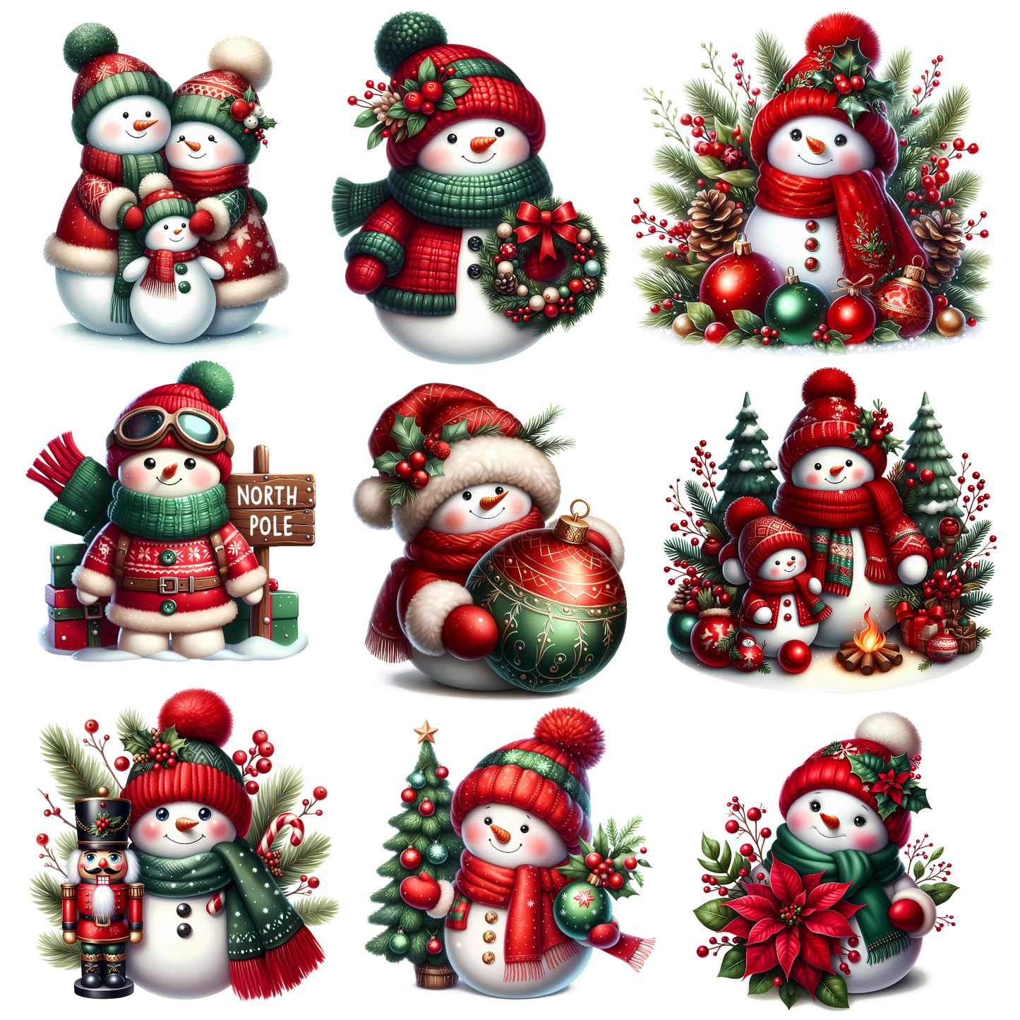 Festive Snowman - UV DTF Decal sheets- 3 variants