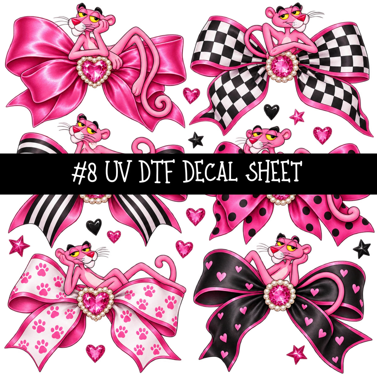 Pink Panther UV DTF Decal sheets 11 Designs available