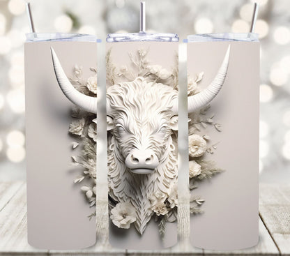 3D Highland Cow - Adhesive Vinyl Wrap -8 designs