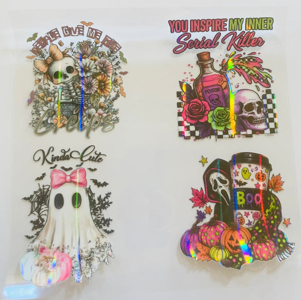 #167  Holographic Halloween 4 inch decals x4