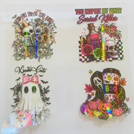 #167  Holographic Halloween 4 inch decals x4