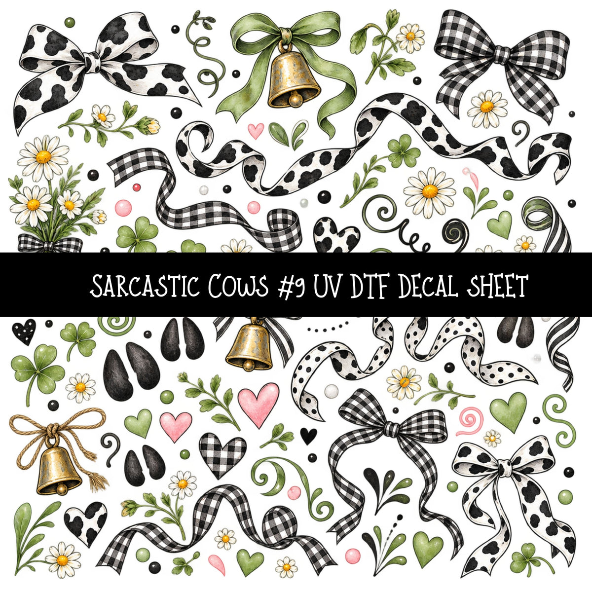 Sarcastic Cows UV DTF Decal sheets 12 Designs available