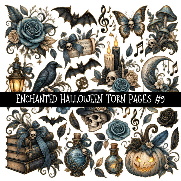 Enchanted Halloween Torn Pages UV DTF Decal sheets 10 Designs available