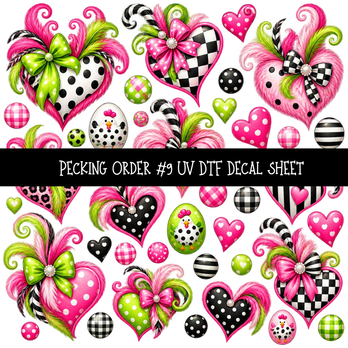 Pecking Order UV DTF Decal sheets 12 Designs available