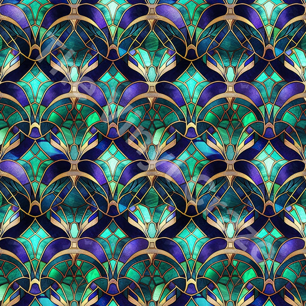 Stained Peacock - Adhesive Vinyl Wrap and 12x12 Sheets - 12 Design Options