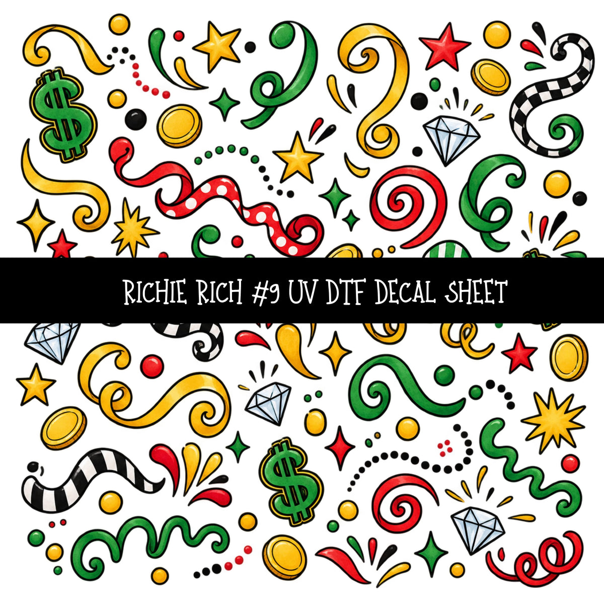 Richie Rich UV DTF Decal sheets 11 Designs available