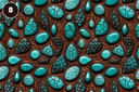 Turquoise and Brown Tooled Leather - Adhesive Vinyl 12x12 Sheets - 22 Design Options