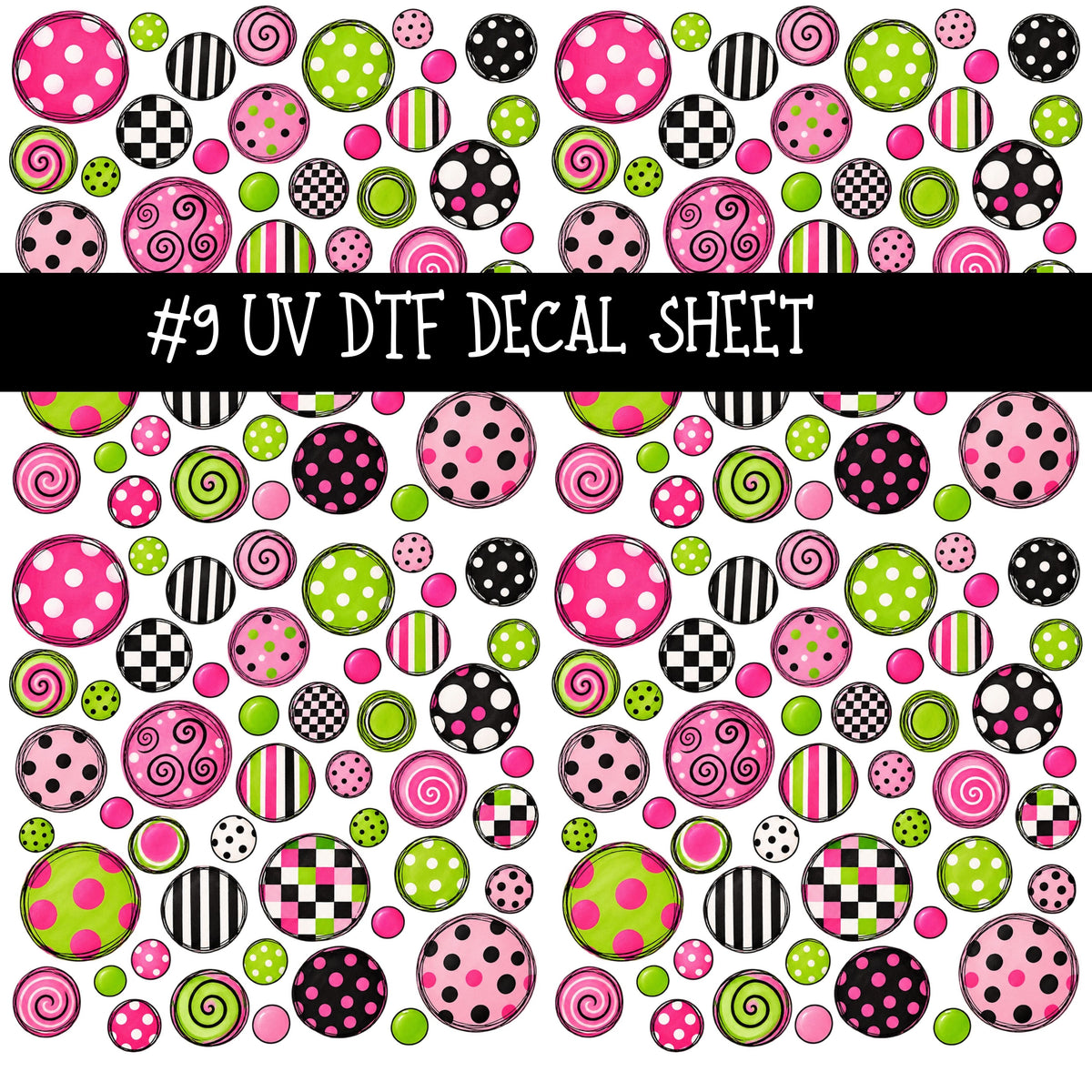 Flock Around UV DTF Decal sheets 11 Designs available