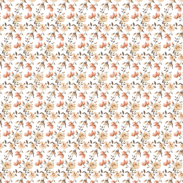 Vintage Peach Floral Collection - Adhesive Vinyl 12x12 Sheet - 12 Designs available