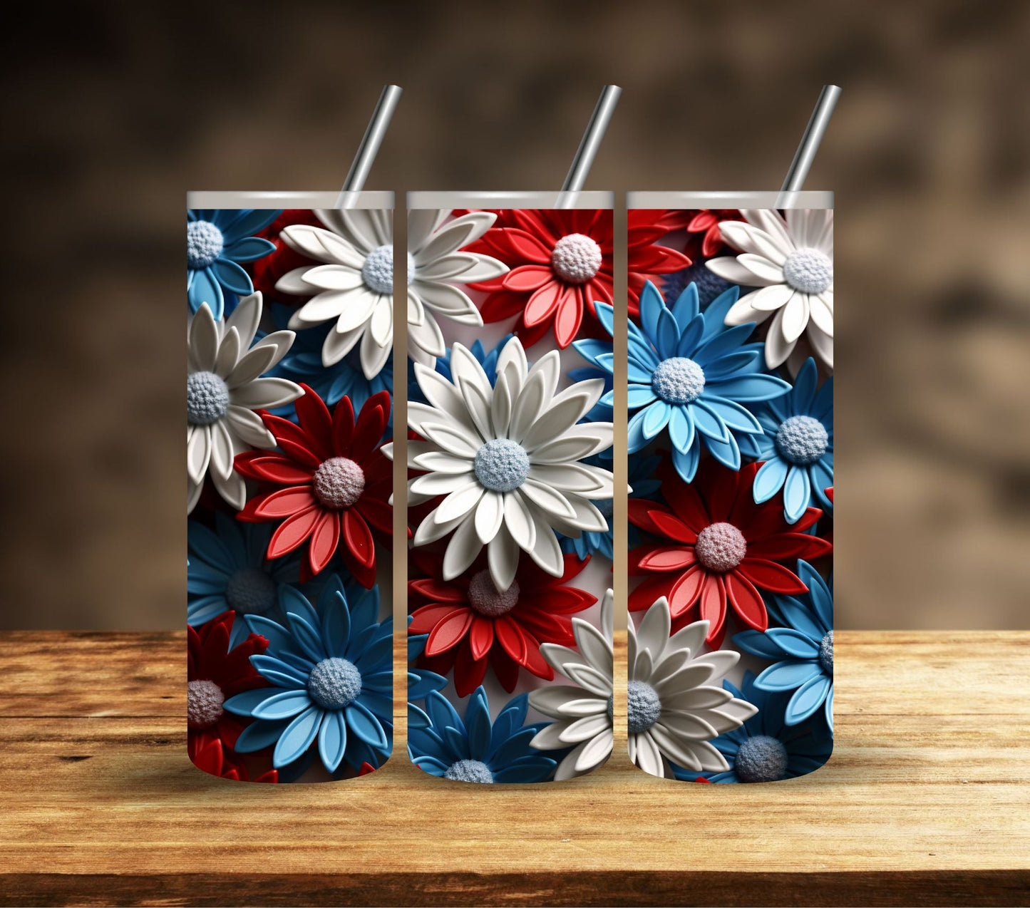 Patriotic Floral - Adhesive Vinyl Wrap- 11 designs