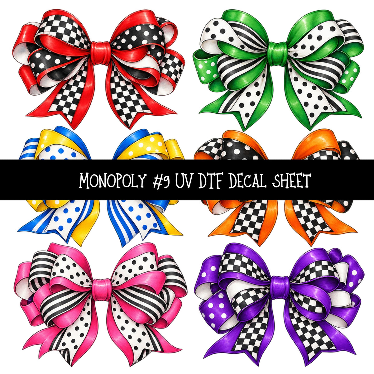 Monopoly UV DTF Decal sheets 11 Designs available