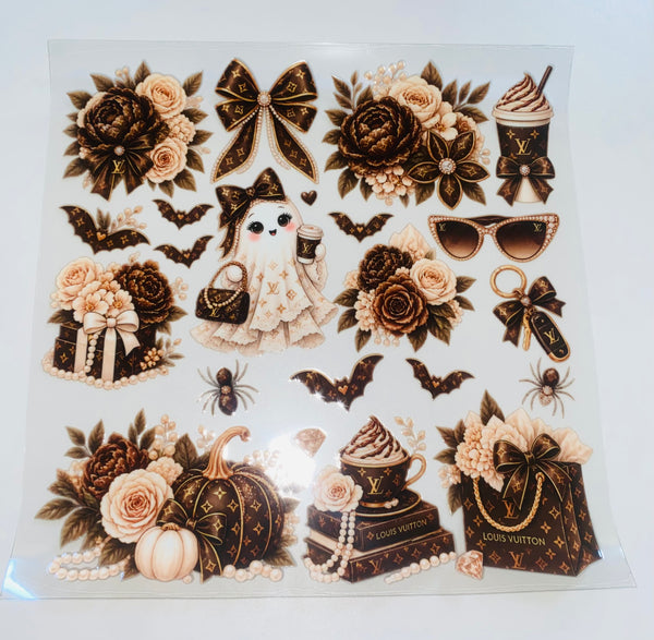 #164 Creepin it Couture Brown Double sided Decal Sheet  ( 3 varrients )