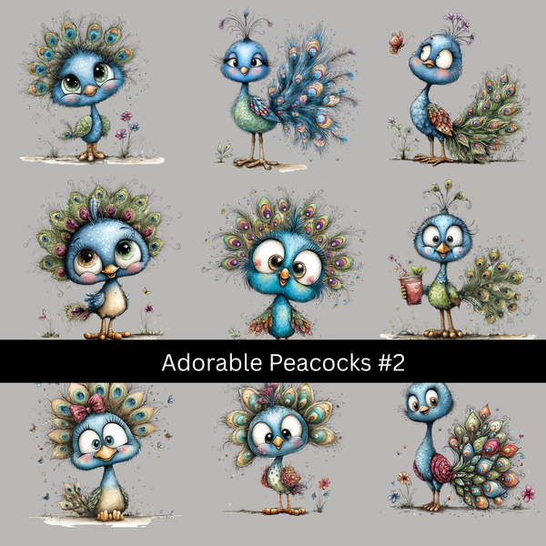 Adorable Peacocks UV DTF Decal sheets