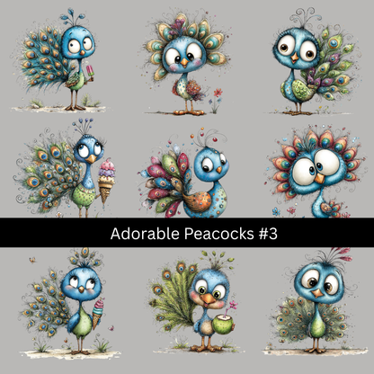 Adorable Peacocks UV DTF Decal sheets