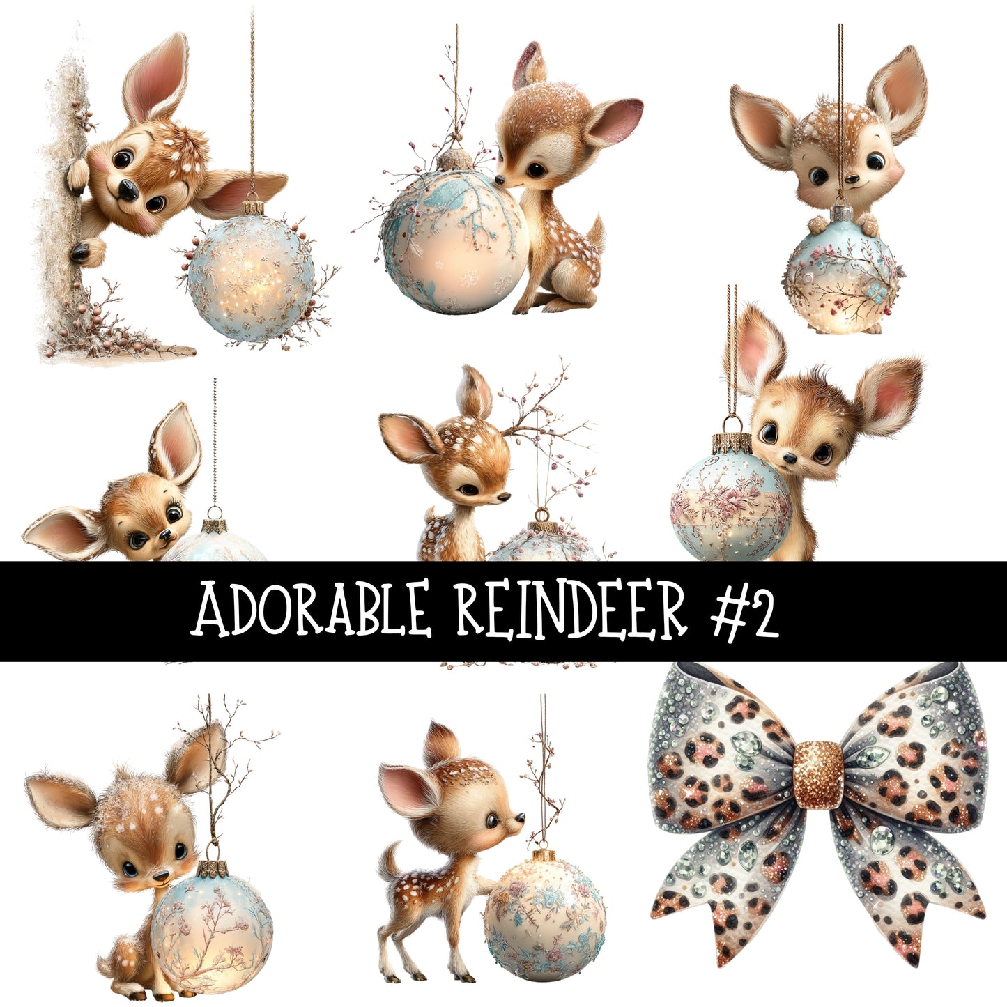 Adorable Reindeer UV Decal sheets 2 to choose from
