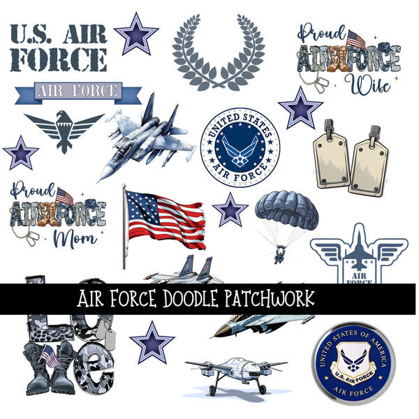 Air Force Doodle Patchwork Set