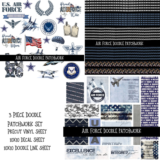 Air Force Doodle Patchwork Set