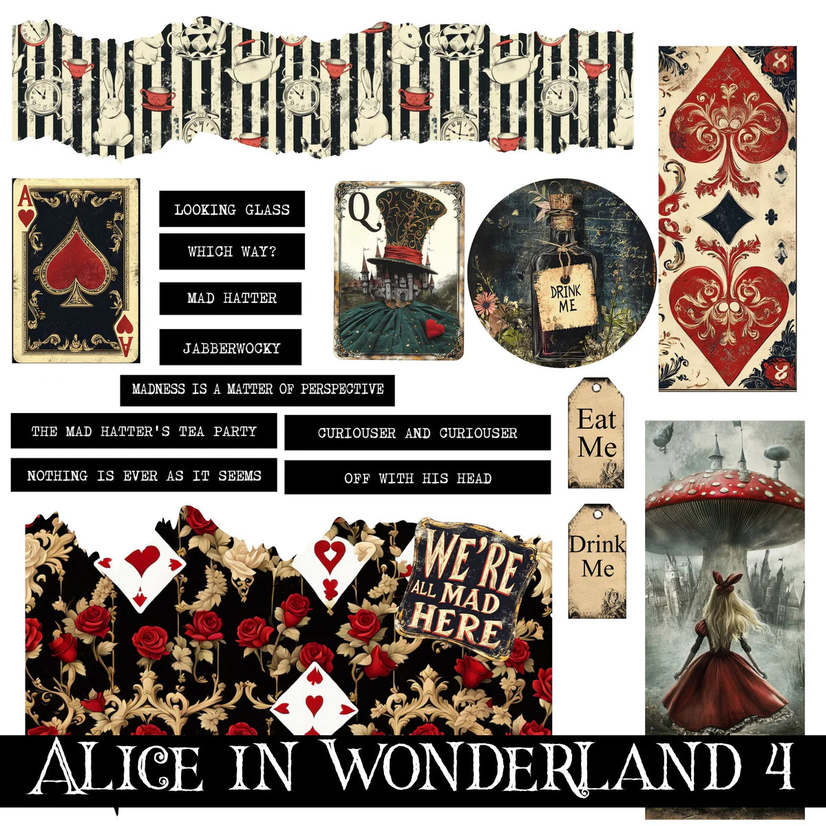 Alice in Wonderland UV DTF Decal Sheets 10 sheet designs