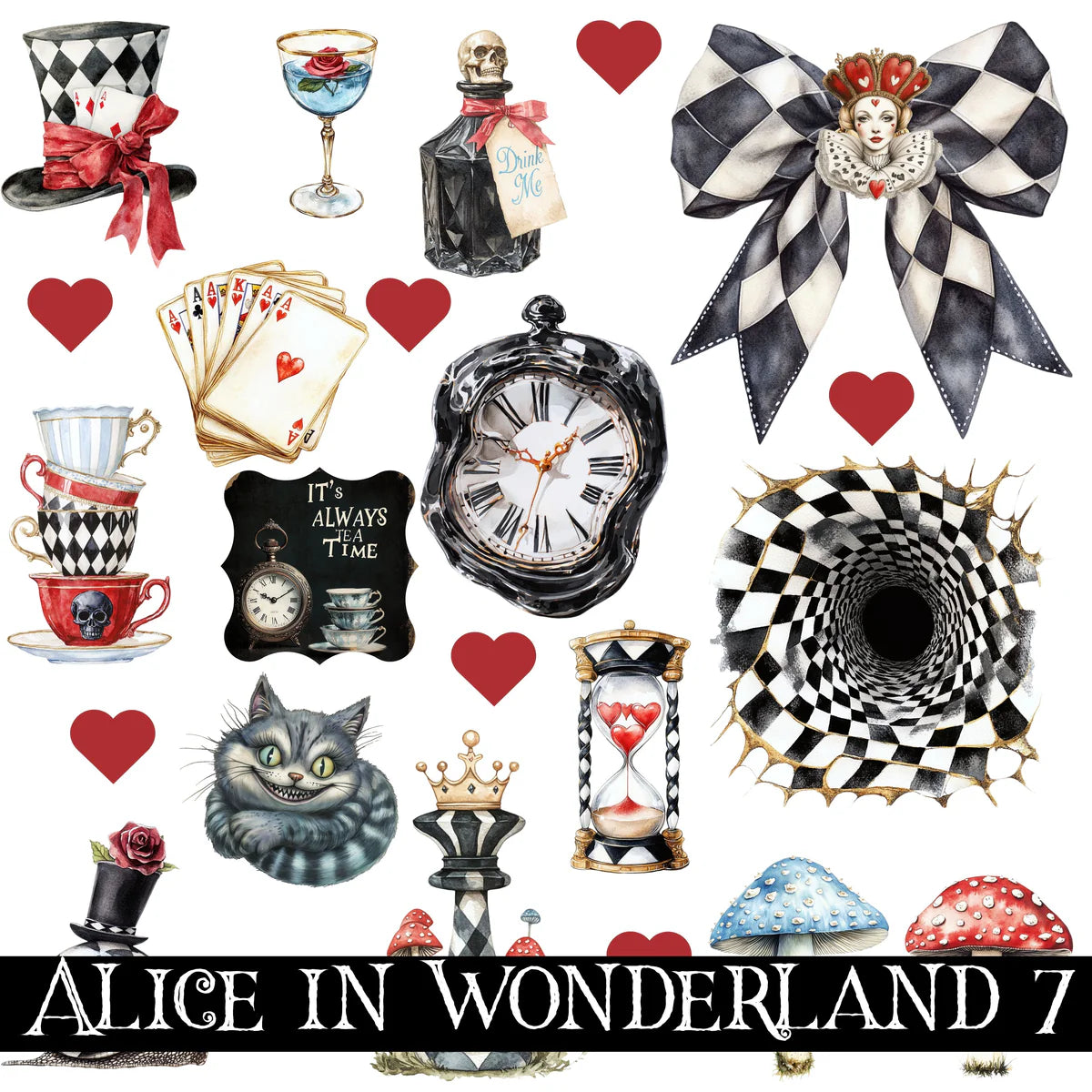 Alice in Wonderland UV DTF Decal Sheets 10 sheet designs