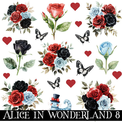 Alice in Wonderland UV DTF Decal Sheets 10 sheet designs