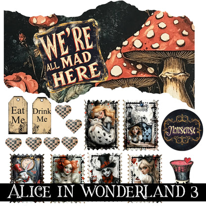 Alice in Wonderland UV DTF Decal Sheets 10 sheet designs