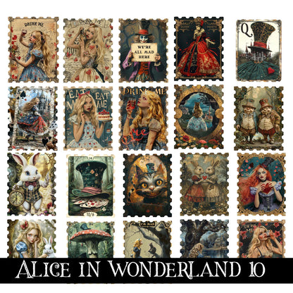 Alice in Wonderland UV DTF Decal Sheets 10 sheet designs